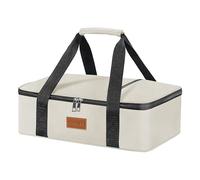 Insulated Casserole Carrier Fits 9"X13" Dish, Insulated Casserole Carry Bag for Hot or Cold Food, for Travel/Picnic/Party, Beige Single Layer, Durable Nylon with Zip Pockets, Leak-Proof