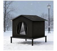 Insulated Cat House for Outdoor - Winterproof Waterproof Weatherproof,with Raised Base,for Winter Backyard Outside Garden Barn,Warm House for Stray Cats (Black,M)