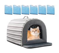 Insulated Cat Shelter House - Cooling Tent with Ice Box, Waterproof Outdoor Habitat | Foldable Shade Retreat Structure, Breathable Padding with Comfort for Apartment Living Outside Puppy Animal Spaces