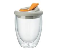 Insulated Clear Coffee Cups - Double Walled Anti-Spill Glass Mugs 350ml with Lid - Clear Travel Glassware for Tea, Coffee, Latte, Bubble Tea, or Iced Drink Mug