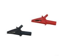 Insulated Clips for 4 mm Socket - Electrical Clips with Toothed Handle, 30 mm Jaw Opening, 92 mm Length, Black & Red, 2-Pack - Compatible with