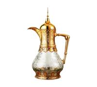 Insulated Coffee Carafe with Glass Liner, Arabian Thermal Design for Home Kitchen Use, Gold
