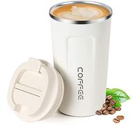 Insulated Coffee Cup, Senelux Double Walled Insulated Stainless Vacuum Coffee Travel Mug with Leakproof Flip for Keep Hot/Ice Coffee, Tea and Beer 18oz (510ml) Cream