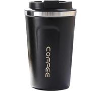 Insulated Coffee Cup, Travel Coffee Mug with Leakproof Lid - Reusable Thermos Coffee Tumblers Vacuum Stainless Steel Double Walled Mug for Hot and Cold Coffee Water and Tea (380ML, Black)