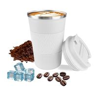 Insulated Coffee Cup with lid，Travel Coffee Mug Leak Proof，Reusable Stainless Steel Vacuum Thermos Coffee tumblers,Thermal Insulation Cups for Men and Women hot and Cold Drinks (3rd-White, 380ml)