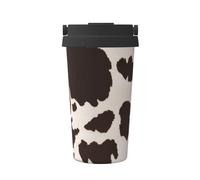 Insulated Coffee Mug Cow Fur Print 17oz Double Wall Vacuum Stainless Steel Tumbler with Leak-Proof Lid and Handle, Cute Travel Thermos Mug for Cold Hot Drinks