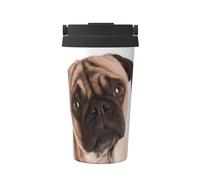 Insulated Coffee Mug Cry Pug 17oz Double Wall Vacuum Stainless Steel Tumbler with Leak-Proof Lid and Handle, Cute Travel Thermos Mug for Cold Hot Drinks