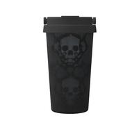 Insulated Coffee Mug Gothic Wallpaper Skull, 17oz Double Wall Vacuum Stainless Steel Tumbler with Leak-Proof Lid and Handle, Cute Travel Thermos Mug for Cold Hot Drinks