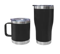Insulated Coffee Mug with Handle, 20oz/12oz Double Wall Vacuum Stainless Steel Travel Coffee Mug Spill Proof, Powder Coated Camping Mug for Office Outdoor Hot Cold Drinks (Black)