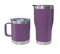 Insulated Coffee Mug with Handle, 20oz/12oz Double Wall Vacuum Stainless Steel Travel Coffee Mug Spill Proof, Powder Coated Camping Mug for Office Outdoor Hot Cold Drinks (Purple)