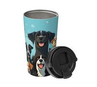 Insulated Coffee Mug with Handle and Leakproof Lid Travel Tumbler A Large Group of Dogs Stainless Steel Double Wall Vacuum Travel Mug Reusable Coffee Tumbler for Hot Iced Coffee Tea