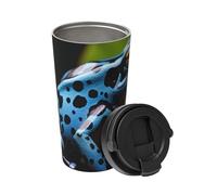 Insulated Coffee Mug with Handle and Leakproof Lid Travel Tumbler Dart Frog Blue Stainless Steel Double Wall Vacuum Travel Mug Reusable Coffee Tumbler for Hot Iced Coffee Tea