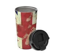 Insulated Coffee Mug with Handle Stainless Steel Coffee Tumbler Vacuum Leak-Proof Travel Mug Reusable Car Cup Vintage Union Jack British Flag Coffee Cups for Travel Office 500 ML