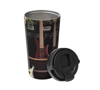 Insulated Coffee Mug With Lid Guitar Bass Music Musical Instruments1 Travel Mug Stainless Steel Tumbler Cup For Travel Double-Wall Coffee Cup For Office Coffee Tumbler Cup For Keep Hot/Ice Coffee Tea