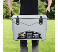 Insulated Cooler Box - 33L 5-Day Heavy Duty Ice Retention Rotomolded Ice Chest, Insulated Portable Camping Cooler with Bottle Opener, Cup Holder & Fish Ruler for Outdoor Fishing, BBQ, Beach, Picnics-B