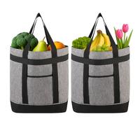Insulated Cooler Tote Bags, Soft Totes with Top Zipper and Sided Pockets for Grocery Shopping Travel Beach, Large Leak Proof Food Delivery Bag Frozen/Thermal Foods, Collapsible Personalized, Grey Pro