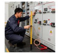 Insulated Discharge Stick, Portable High-Voltage Insulation Operating Poles Tool, for Laboratory & Field Electrical Maintenance(Yellow,10kV-1m/3.3ft)