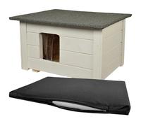 Insulated Dog Kennel and Cat Kennel Made from 40mm Thick Wood | Solid Construction for Outdoor and Indoor Use (White, Right Entrance)