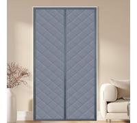 Insulated Door Curtain 121 x 240 cm Thickened Oxford Fabric Thickened Draught Proof Energy Saving Door Cover Easy Install for Winter Cold Protection Screen, Silver Gray