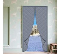 Insulated Door Curtain 79 x 237 cm Thickened Oxford Fabric Thermal Door Curtain for Winter Keep Warm in Winter Cool in Summer for Home, Office and Store, Silver Gray