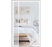 Insulated Door Curtain 90X200cm, Magnetic Thermal Screen Door Self-Closing, Hands Free for Kitchen, Bedroom, Air Conditioner Room, Reversible Left or Right Side Opening,White