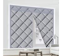 Insulated Door Curtain, Heavy Duty Thermal Insulation Curtains, Temporary Blinds, Strong Adhesive Zipper Cotton Curtains for Windows to Block wind, Keep Warm, Soundproof(Gray,200*150cm/78*59in)