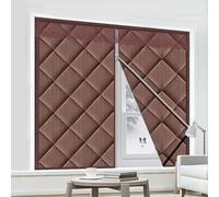 Insulated Door Curtain, Heavy Duty Thermal Insulation Curtains, Temporary Blinds, Strong Adhesive Zipper Cotton Curtains for Windows to Block wind, Keep Warm, Soundproof(Brown,100*150cm/39*59in)