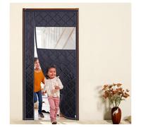 Insulated Door Curtain Magnetic Thermal Insulated Curtain Side Open Door Insulation Cover with Visible Panels Oxford Cloth Filled with Cotton Keep Warm in Winter Cool in Summer(Black,W130*H205cm)