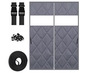 Insulated Door Curtain, Secondary Glazing Kit for Windows, Window Insulation Kit for Winter Oxford Thermal Insulated Windows Blanket with Fastener for Patio Home(Gray,97 x 127 cm(38" x 50"))