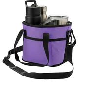Insulated Drink Carrier Bag for 4 Cups, Family Size Water Bottle Holder with Handle,Heavy Duty Adjustable Strap and Divider for Coffee,Travel,Multi-Purpose Drink Bag Reinforced Base (Purple)
