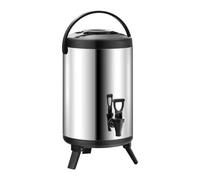 Insulated Drinks Dispenser - Double-Walled Thermal Jug, 9.25 x 13.39 Inch Steel Container, Large Resin Base with Leak-proof Spigot | Coffee Urn for Drinks, Juice, Tea, Milk and Party Cateri