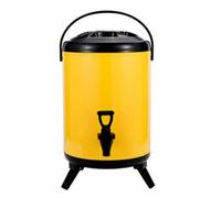 Insulated Drinks Dispenser with Tap,Stainless Steel Insulated Beverage Dispenser 6l/8l/10l/12l,Drink Dispenser for Milk Tea Coffee,Insulated Hot and Cold Beverage Dispenser Bucket(Yellow,10L)