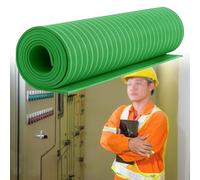 Insulated Electrician Mat Roll - 6MM Thick, Non-Conductive, Non-Slip High Voltage Rubber Flooring - 3x3.3ft Green for Substations & Power Plants