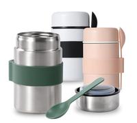 Insulated Food Flask,3 Layer Stainless Steel Food Jar,Leak-Proof VacuumThermos Soup Container with Spoon for Lunch & Dinner,School,Office,Keep Meals & Drinks 10 Hours Hot &12 Hours Cold,450ml