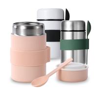 Insulated Food Flask,Stainless Steel Insulated Food Jar,Leak-Proof VacuumThermos Soup Container with Spoon for Lunch,School,Office,Keep Meals & Drinks 10 Hours Hot &12 Hours Cold,450ml (Orange)