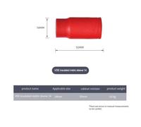 Insulated for Socket Wrench Set, 1000V High-Voltage Safety Tool, Chrome Vanadium Steel, Metric Sizes 8-32 mm, TPE Integrated Insulation, Red 14MM