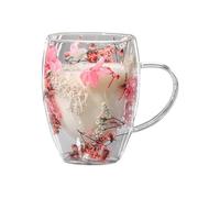 Insulated Glass Coffee Cup - 350ml Double Layer Transparent Mug Handle, Durablee Heat Proof Drinkware for Cappuccino, Milk, Cocoa | Stylish Beverage Cup for Cafe Restaurant Household Uses