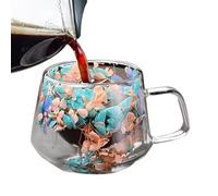 Insulated Glass Coffee Cup - Transparent Mug, Smooth Handle