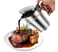 Insulated Gravy Boat 450ml Gravy Jug with Hinged Lid Double Wall Insulated Sauce Pitcher Stainless Steel Gravy Warmer Pitcher for Family Dinner, Thanksgiving, Christmas, Birthday Party (Silver)