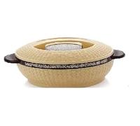 Insulated Hot Pot Casserole Food Serving Dish with Lid, Double Wall. Stainless Steel 17 cm Diameter (Cream - 4 cm Deep -1500ml)