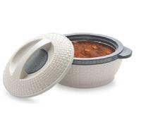 Insulated Hot Pot Casserole Food Serving Dish with Lid, Double Wall. Stainless Steel 17 cm Diameter (Grey - 7.5 cm Deep - 2500ml)