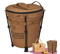 Insulated Ice Bucket for Camping, Foldable Ice Buckets, Outdoor Travel Storage Bucket 20 Litres, Foldable Round Barrel Car Mounted for Bag
