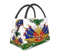 Insulated Large Capacity Lunch Bag Haiti National Emblem Tote Bag for Women Insulated Bags Water Resistant Thermal Leak Proof Lunch Organizer for Men Girls Packed Lunchbox Lunchbag