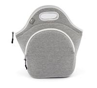 Insulated Large Neoprene Lunch Bag For Women, Men & Kids | Extra Pocket | 5 mm Insulation | 13.5” Big | Washable | Soft Designer Cotton | Best YKK Zipper In The World | LightGrey Lunch Box