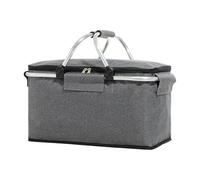 Insulated Larger Cooler Bags - Lunch Cooler Bag | Soft-Sided Picnic Lunch Box | Gray Oxford Cloth 22L Capacity, Leakproof Grocery Container With Handle, Basket With Lid For BBQ, Beach, Camping, Travel