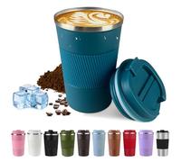 Insulated leak-proof travel coffee mugs, reusable coffee cups with a lid,stainless steel vacuum thermos coffee tumblers, suitable for men and women,keep hot and cold drinks (3rd-Blue, 17OZ)