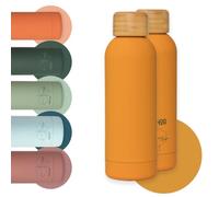 Insulated Leak Proof Water Bottle 500ml Stainless Steel Flask | BPA Free Lid Bottle Keeps Drinks Hot & Cold 12/24H - Rugged Travel Bottle for Work, Gym & Daily Use, No Straw | Perevor Sunset Gold