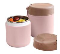 Insulated leakproof Food Container - 15.2 Oz, Stainless Steel Vacuum Insulated Food Jar with Folding Spoon, Leak Proof, Vacuum Insulated Thermo, Portable Food grade Bowl BPA Free (pink single layer)