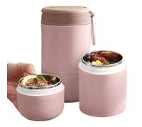 Insulated leakproof Food Container - 15.2 Oz, Stainless Steel Vacuum Insulated Food Jar with Folding Spoon, Leak Proof, Vacuum Insulated Thermo, Portable Food grade Bowl BPA Free (pink double layer)