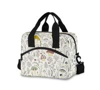 Insulated Lunch Bag Box Cute Mushroom Wild Plant for Women Men,Reusable Mushroom Lunch Box Cooler Tote Bag for Adult Lunch Container with Adjustable Shoulder Strap for Office work, Picnic,Travel